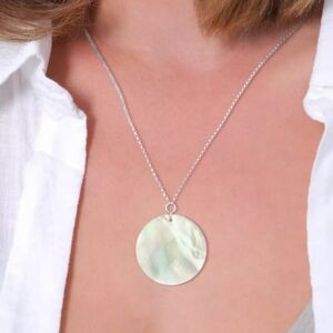 Sterling Silver Mother Of Pearl Pendant Necklace NWT